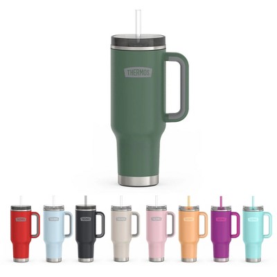  Thermos 40 Oz Stainless Steel Cup Holder Mug W/ Straw