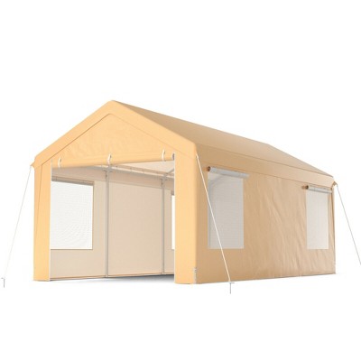  Costway 10x20 Ft Heavy-Duty Steel Carport Car Canopy Shelter Sidewalls Tent Garage
