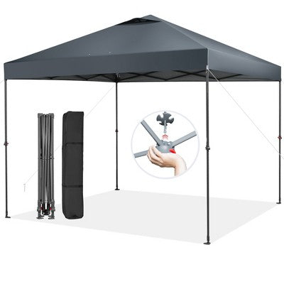  Costway Patio 10x10ft Outdoor Instant Pop-up Canopy Folding Tent Sun Shelter UV50+ Gray/Blue/White