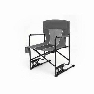  DOMETOUR Freestyle Rocker Camping Chair, Portable Folding Rocking Chair With Armrests, Drink Holder & Comfortable Backrest - Grey