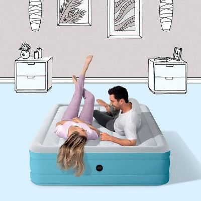  Intex Raised 16" Air Mattress With Hand Held 120V Pump - Queen Size