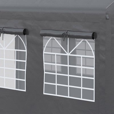  Outsunny 10' X 20' Carport & Party Tent, Height Adjustable Portable Garage With Mesh Windows For Parties, Wedding And Events
