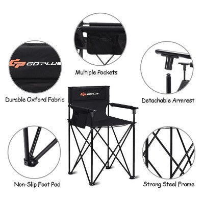  Costway Portable 38'' Oversized High Outdoor Beach Chair Camping Fishing Folding Chair