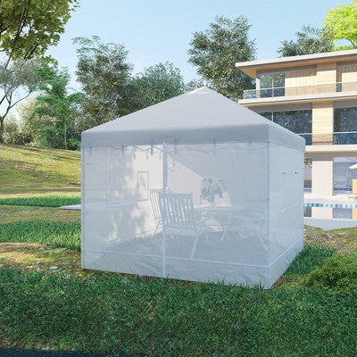  Outsunny Canopy Screen Walls, Replacement Netting With 6 Service Windows And 1 Door, For 10' X 10' Canopy Tent, White
