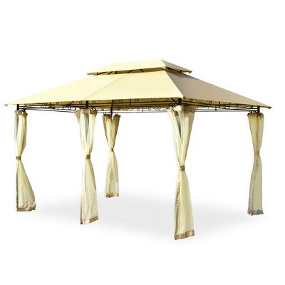  Costway 2-Tier 10'x13' Steel Gazebo Canopy Tent Shelter Patio Garden Outdoor Netting