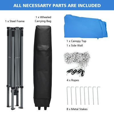  Tangkula 10x10 Ft Pop Up Canopy Tent One Person Set-up Instant Shelter With Central Lock W/ Roll-up Side Wall