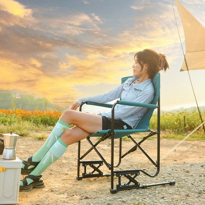  Metal Frame Outdoor Mesh Fabric Back Rocker Camping Chair,Portable Folding Rocking Arm Chair With Cup Holder,Heavy Duty Rocker Chair-Coolbibila
