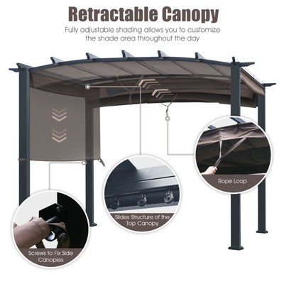  Tangkula Outdoor Retractable Pergola 10 X 10ft Patio Pergola Gazebo Sun Shade Shelter Canopy W/Heavy Duty Steel Frame For Beach