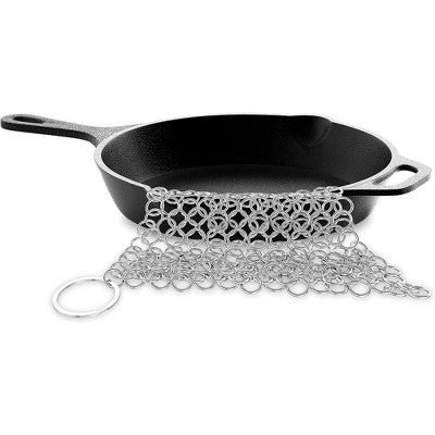  NutriChef Stainless Steel Cast Iron Cleaner - Durable Chainmail Pan-Pot Dutch Oven Cleaning Tool - Black
