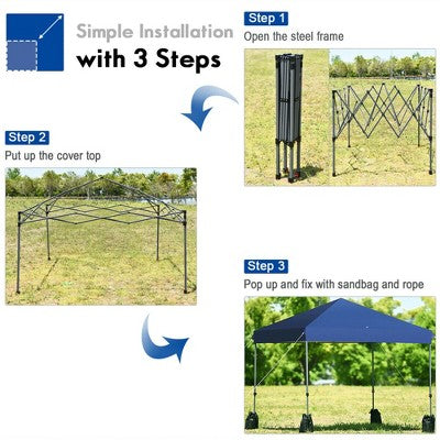  Costway 8x8 FT Pop Up Canopy Tent Shelter Wheeled Carry Bag 4 Canopy Sand Bag