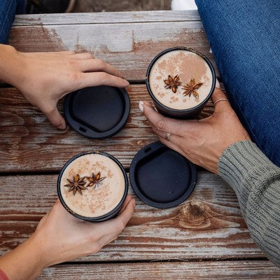  Silipint: Silicone 16oz Coffee Tumblers 2 Pack Blue Speckled - Unbreakable Cups
