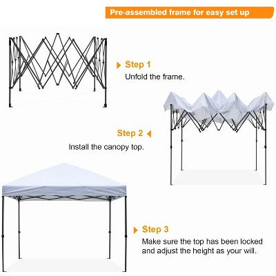  SUGIFT 10 Ft. X 10 Ft. White Instant Canopy Pop Up Tent With Carry Bag