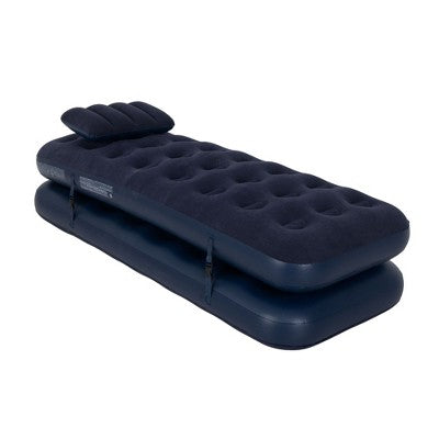  Pool Central 6.25' Navy Blue 3 In 1 Inflatable Flocked Air Mattress With Pillows