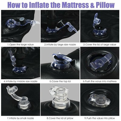  Costway Inflatable Car Air Backseat Mattress Flocking Travel SUV Camping Pad Pill & Pump