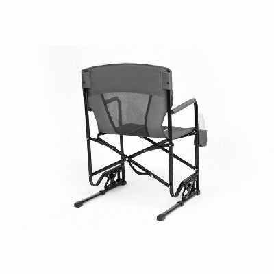  DOMETOUR Freestyle Rocker Camping Chair, Portable Folding Rocking Chair With Armrests, Drink Holder & Comfortable Backrest - Grey