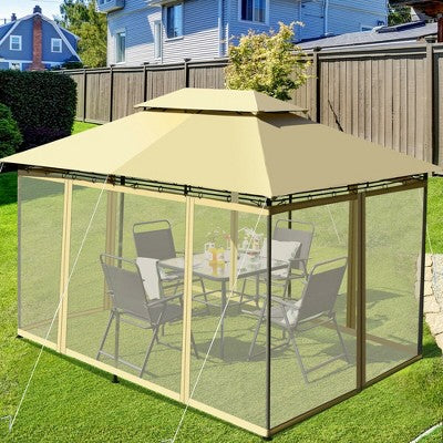  Costway 2-Tier 10'x13' Steel Gazebo Canopy Tent Shelter Patio Garden Outdoor Netting