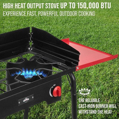  Hike Crew Double-Burner Camping Stove, Portable Propane Stovetop W/Bag