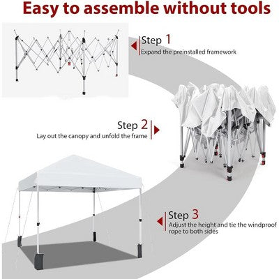  Outdoor Tent, Portable Coating Tent 8 X 8 Ft, Picnic Tent, Folding Canopy Tent With Hand Bag, Waterproof Windproof UV Protection Tent, White