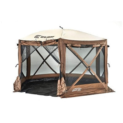  Clam Quick-Set Pavilion Camper 10 X 10 Ft 8 Person Outdoor Tent, Brown (2 Pack)