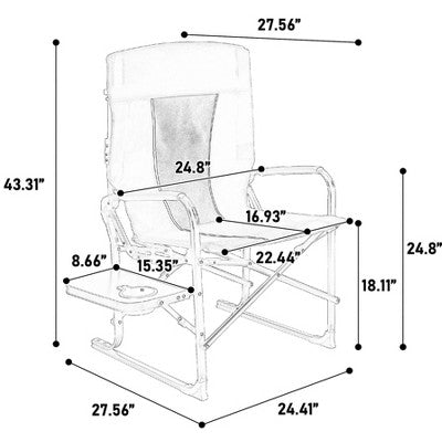  DOMETOUR Camping Directors Chair, Heavy Duty,Oversized Portable Folding Chair With Side Table, Pocket For Beach, Fishing,Trip,Picnic,Lawn Red