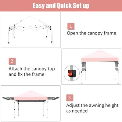  Tangkula 10x17ft Pop Up Canopy 3 Height Adjustment Folding Tent With Roller Bag