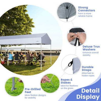  Costway 10x20ft Pop-Up Canopy Party Tent Sidewalls Portable Garage Car Shelter Wheeled