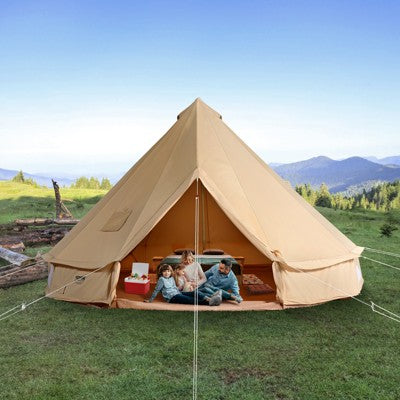  VEVOR Canvas Bell Tent, 4 Seasons 3 M/9.8ft Yurt Tent, Canvas Tent For Camping With Stove Jack, Breathable Tent Holds Up To 4 People