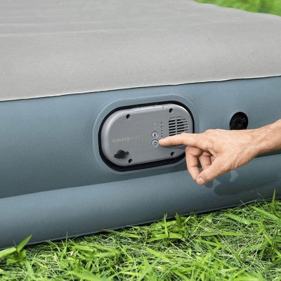 Bestway AlwayzAire 14" Inflatable Air Mattress 2 Person Queen-Sized Indoor Bed With Rechargeable USB Electric Built-In Pump, Gray