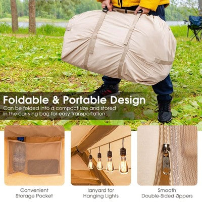  Costway Inflatable Camping Tent 2-6 People Cotton Glamping Tent For Family Camping