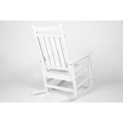 Gulches Outdoor Portable Chairs - Oversized White Rocking Chair With Wood-Texture, All-Weather Porch Rocker