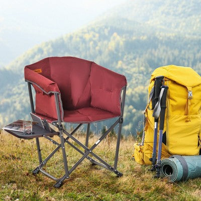  Outsunny Outdoor Director Chair, Folding Camping Chair With Thick Padded, Side Table And Heavy Duty Frame For Camping, Picnic, Beach, Hiking, Travel