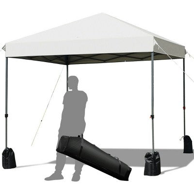  Costway 8x8 FT Pop Up Canopy Tent Shelter Wheeled Carry Bag 4 Canopy Sand Bag
