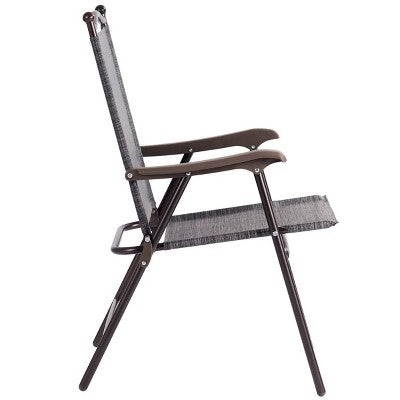  Tangkula 2-Piece Folding Outdoor Patio Chair Sling Back Camping Chair With Armrest & Pillow