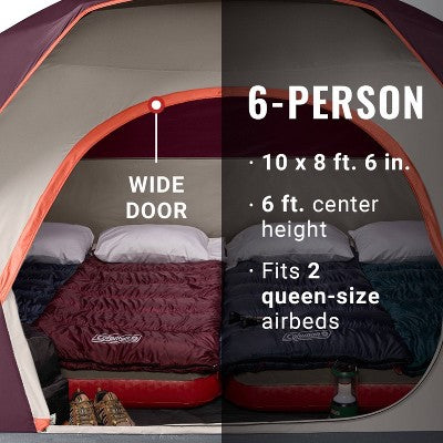  Coleman 10' Sky Dome 6 Person Family Tent - Blackberry