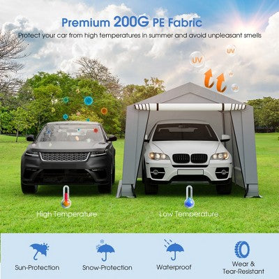  Costway 10' X 16'\10.2' X 20.4' Heavy-Duty Carport Car Canopy Shelter Outdoor Portable Garage Door