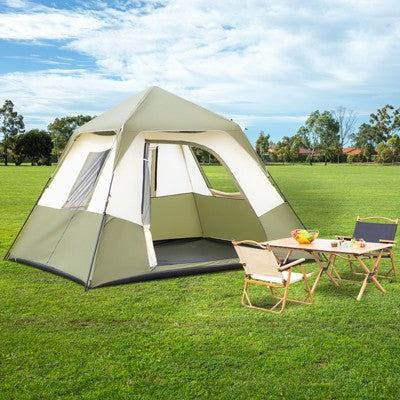  FURNIinspire Camping Tents 6 Person Camping Tent With Rainfly And Carry Bag For Hiking Outdoor, Easy To Assemble Tent, Green, 107.87"*120"*65.98"