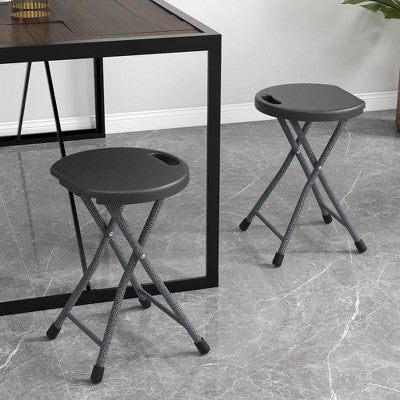  Tangkula 4PCS 18"H Folding Stool Portable & Foldable Camping Chair W/ Built-in Handle