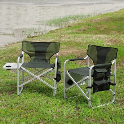  DSVIMOY Folding Chair, 3-Piece Folding Outdoor Chairs And Table With Cup Holder, Camping Chair For Picnics, Black & Green, 23.2"*18.9"*31.5"