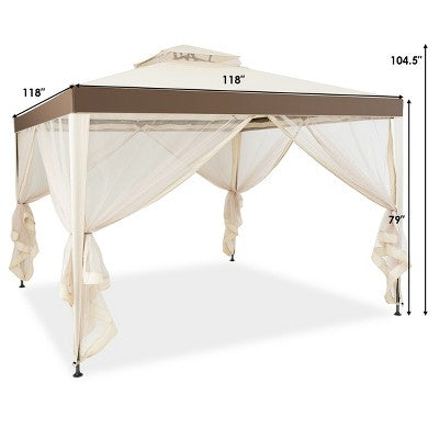  10’x 10’ 2-tier Canopy Gazebo Tent Outdoor Netting Picnic Party Sun Shade