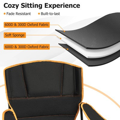  Tangkula Portable Folding Camping Chair 2-in-1 Reclining Camping Chair With Removable Footrest 2-Position Adjustable Backrest Cup Holder