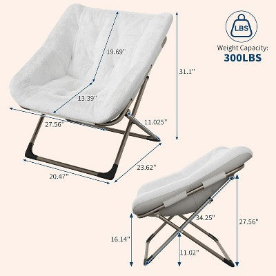  Comfy Chair For Adults, Foldable Living Room Chairs, Soft Faux Fur Folding Lounge For Bedroom Living Room Dorm Rooms
