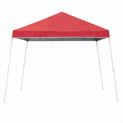  Z-Shade Angled Leg Canopy Tent With Push Button Locking System And 4 Pack Of 5 Pound Plastic Concrete Filled Leg Weight Plates, Red