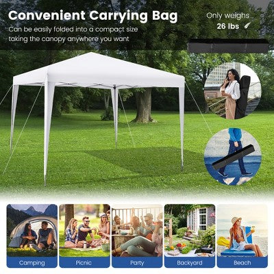  Costway Patio 10x10ft Outdoor Instant Pop-up Canopy Folding Sun Shelter Carry Bag Navy/Grey/White