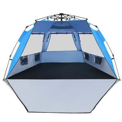  Costway 3-4 Person Easy Pop Up Beach Tent UPF 50Plus Portable Sun Shelter Orange/Blue