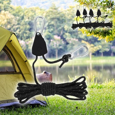  Unique Bargains Adjustable Tent Rope Hanger 1/8" 12.8ft Long 4 Pcs
