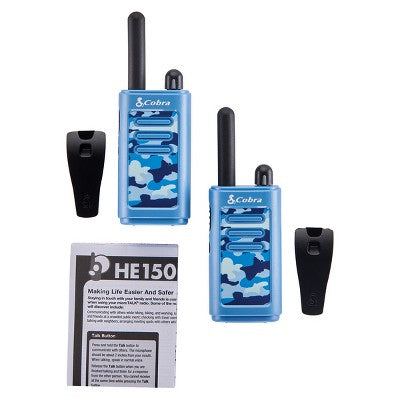  Cobra HE150 B - Kid Friendly Walkie Talkies - 16-Mile Range Two-Way Radio Set, 2-Pack - Blue