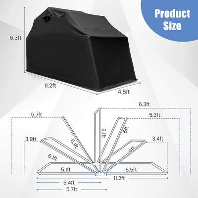  Costway 11.2' X 4.5' X 6.3' Waterproof Motorbike Storage Tent Outdoor Motorcycle Shelter