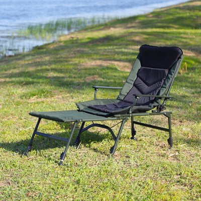  KTMBDW Portable Camping Chair, Camping Chair With Adjustable Cushioned Backrest And Detachable Footrest For Indoor And Outdoor Camping, Black+Green