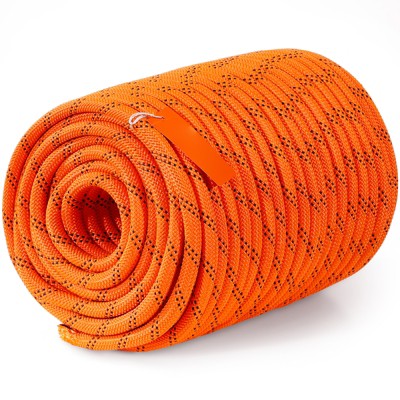  VEVOR Dual-Weave Polyester Cord, 1/2 Inch X 220 Feet, 48-Strand, 8000 LBS Tensile Strength, Multi-Use Outdoor Rope, Orange/Black