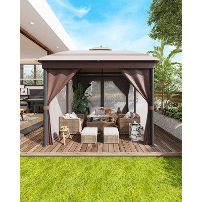  10x10 FT Outdoor Gazebo Tent With Mosquito Netting – Quick Setup Canopy Shelter With 110 Sq.ft. Shade And Storage Bag